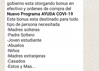 Es falsa la cadena de Whatsapp que ofrece un bono por el programa “Quedate en casa”
