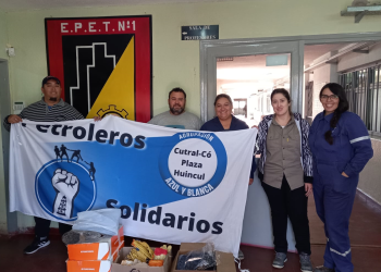 Petroleras solidarios entregaron elementos de protección personal a estudiantes de la EPET 1 de Cutral Co