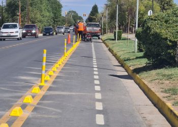 Avanza la demarcación de la bicisenda en el barrio Aeroparque y Zani