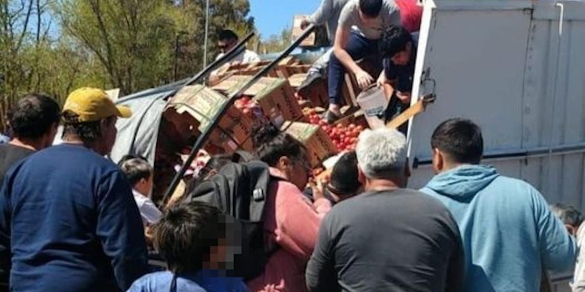¿Dónde fueron las manzanas del camión que volcó en la ruta 22?